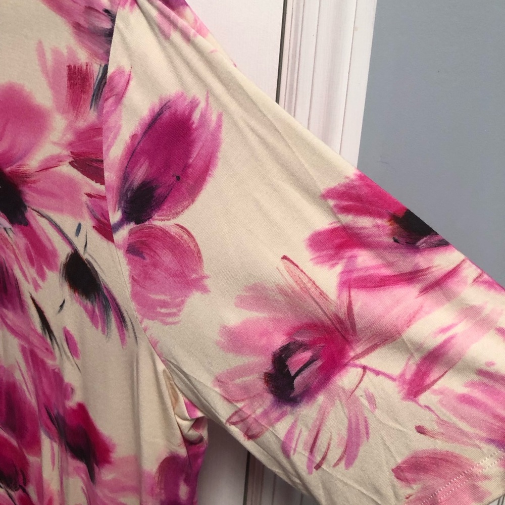 Johnny Was NWT 2X Plus top the Janie favorite mock neck stretchy tee PINK Floral - Picture 7 of 14